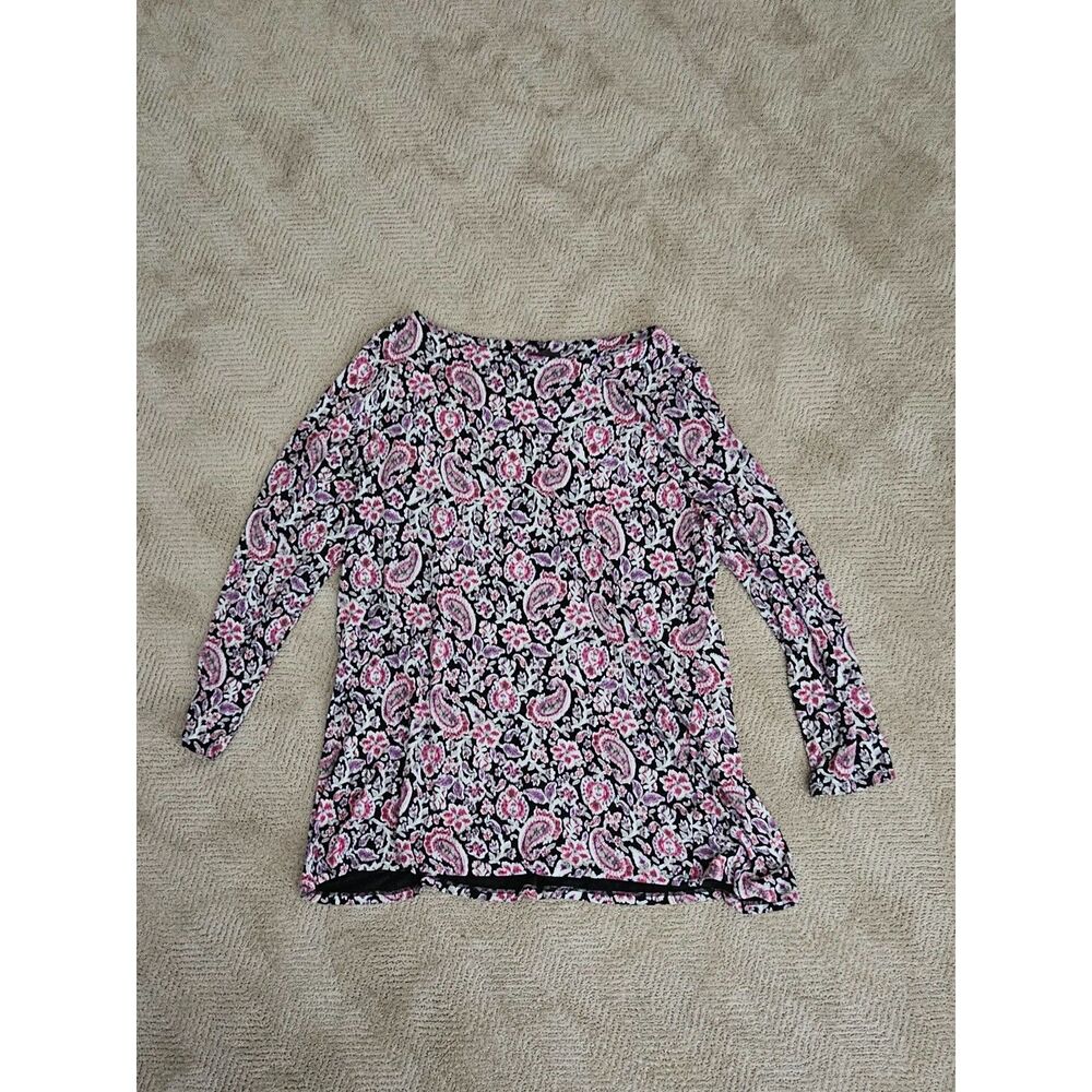 J.Jill Wearever Collection Paisley Floral Top XL • Stretch Knit • Long Sleeve